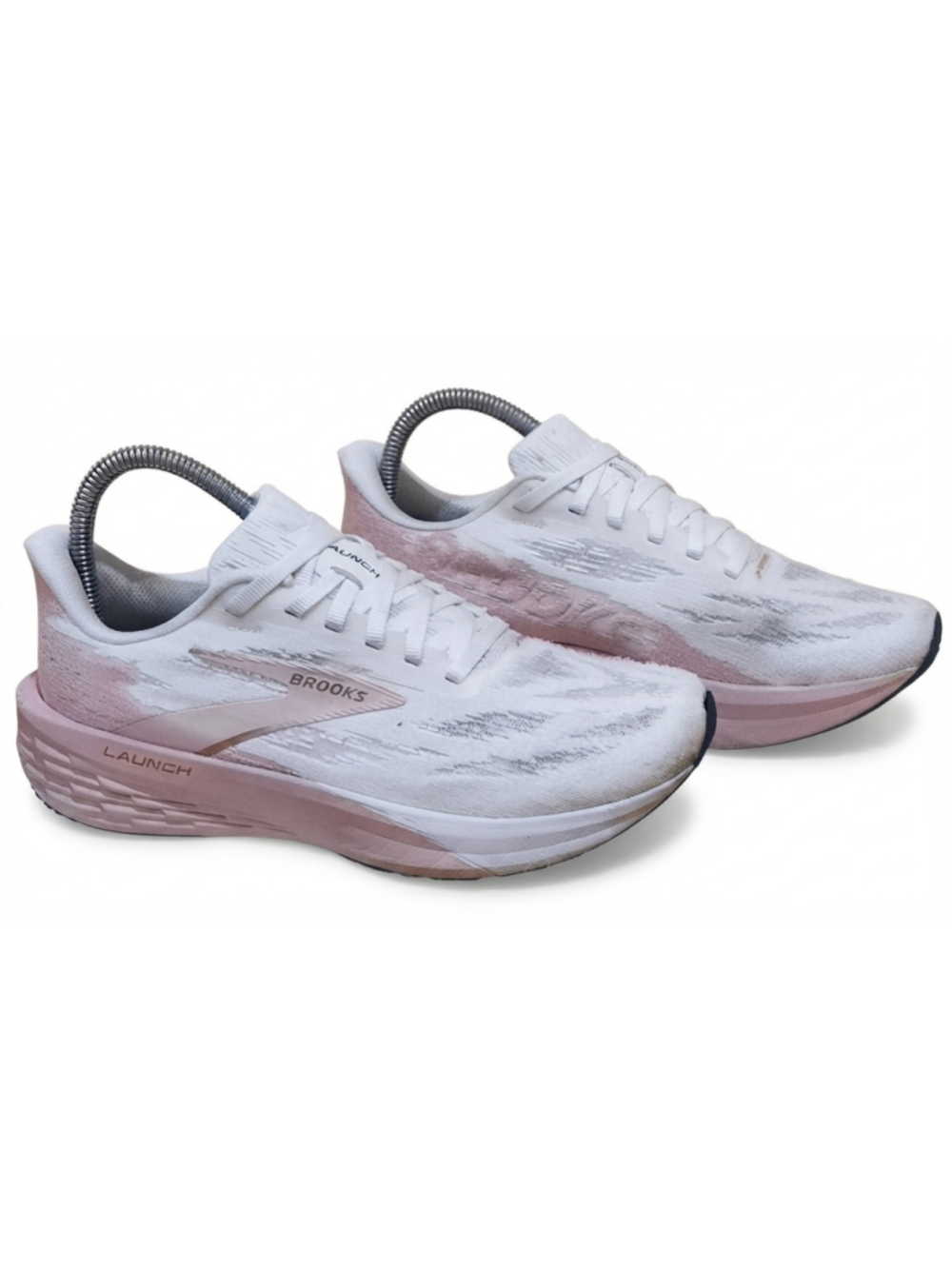 Brooks Launch 11 [1204391B164] Women Running Shoes -White/Gold/Pink Size 7.5
